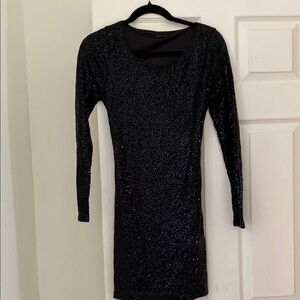 Express Black Sequin Long Sleeve Dress